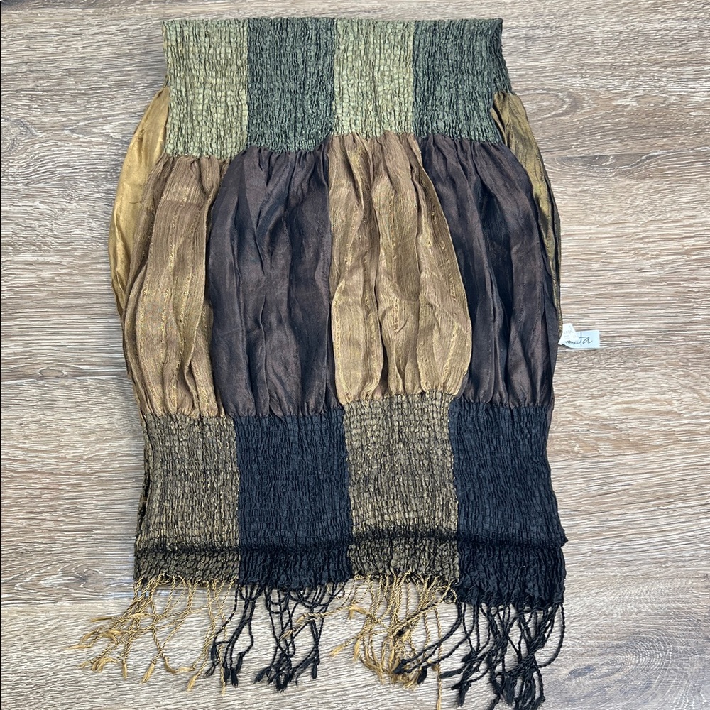 Hand-Loomed Ombre Patchwork Silk-Blend Scarf/Wrap… - image 1